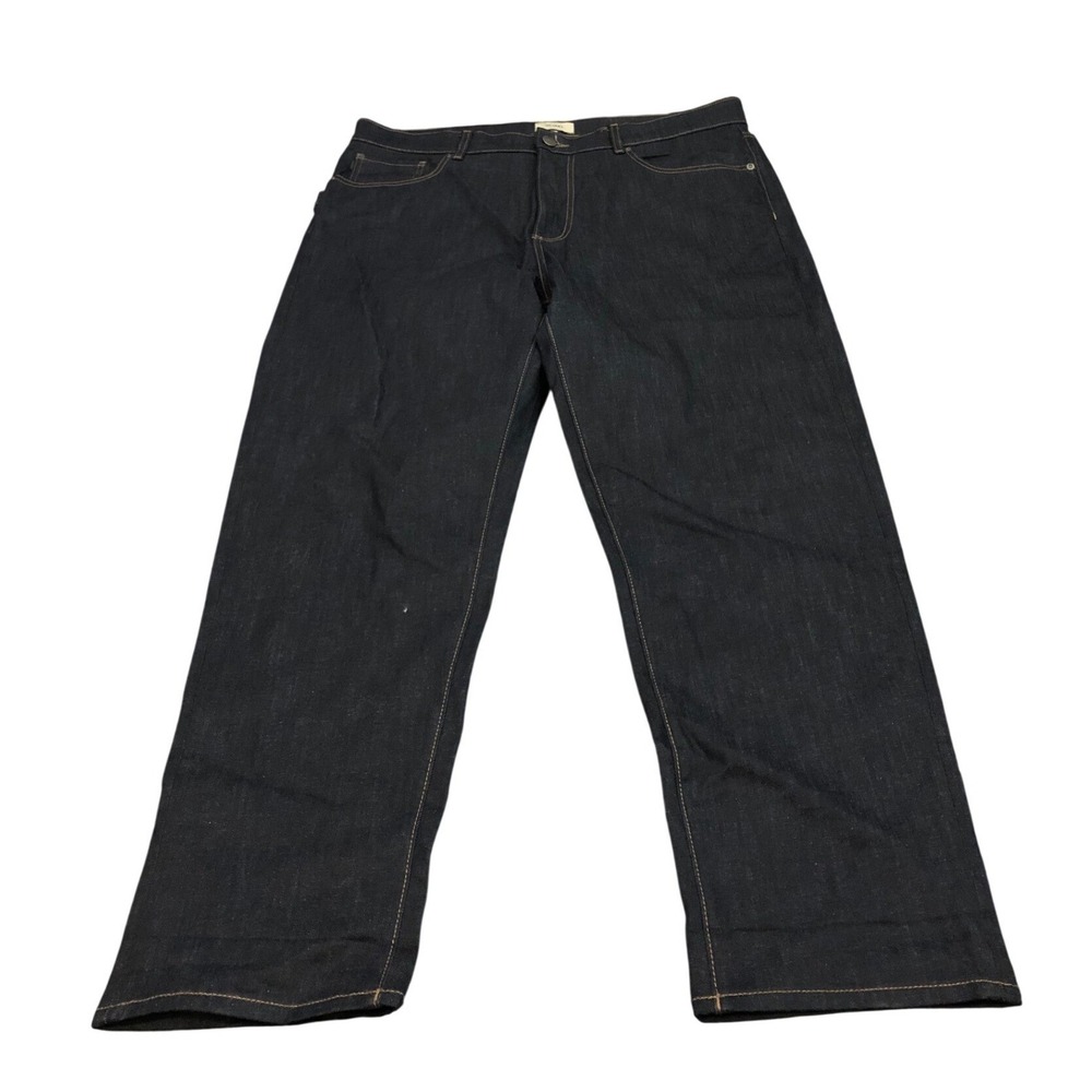 DL1961 Noah Vintage Straight Jeans Mens 38x31 Dark Wash Rinse Coated Cuffed